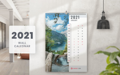 Planejador de modelo de calendário de parede 2021