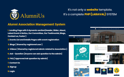 Bootstrap Alumnius- Association Management System Website Template Weboldal sablon 107579