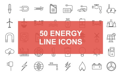 Energy Line Black Icon Set