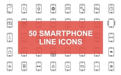Icona di smartphone linea nera impostata