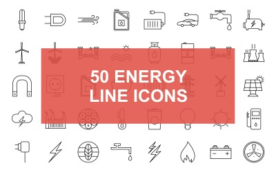 Sada ikon černé linie energie