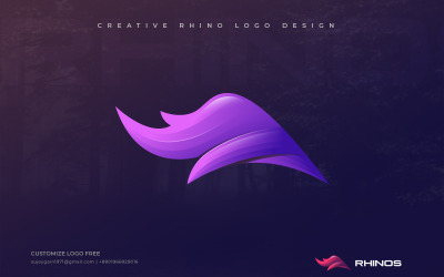 Yaratıcı Renkli Gergedan Tasarım Logo Şablonu