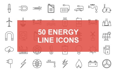 Zestaw czarnych ikon linii energetycznej