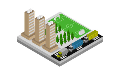Isometrische Stadion Geïllustreerd Op Witte Achtergrond - Vector Afbeelding