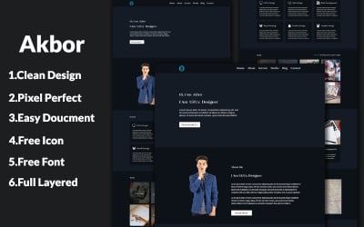 Akbor one Page Personal PSD Template