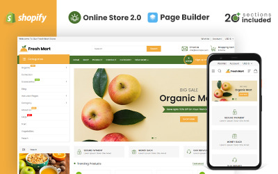 FreshMart Organic &amp;amp; Grocery Store Shopify Teması