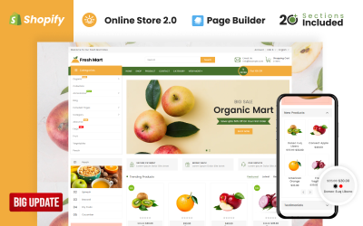 Tema de Shopify para tienda de comestibles y productos orgánicos de FreshMart