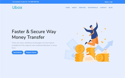 Ubox - Online Para Transferi Bankacılığı Bootstrap Açılış Sayfası Şablonu