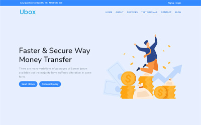 Ubox - шаблон целевой страницы для банковских переводов онлайн