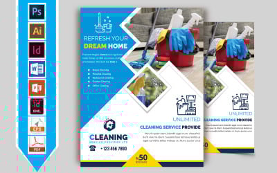 Service de nettoyage Flyer Vol-06 - Modèle d'identité d'entreprise