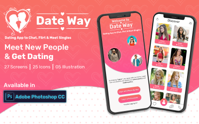 Date Way- Dating App UI - PhotoShop PSD Ui̇ Öğeleri #108279