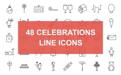 Set di icone nere linea di celebrazioni