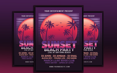 Sunset Beach Party Flyer - Kurumsal Kimlik Şablonu