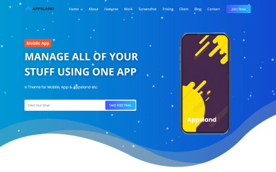 Appsland – Html5 šablona vstupní stránky aplikace