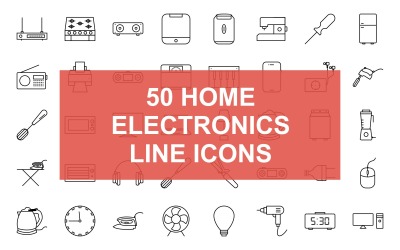 Domowa linia elektroniczna czarny zestaw ikon