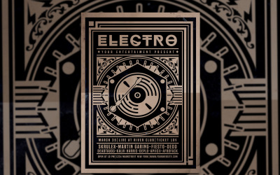 Folleto de música electrónica vintage - Plantilla de identidad corporativa