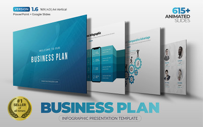 Prémium The Best Business-Plan PowerPoint Template PowerPoint sablon 108467