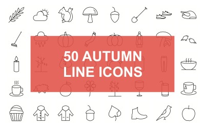 Set di icone nere di linea autunnale