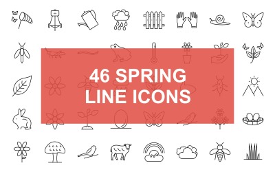 Spring Line svart ikonuppsättning