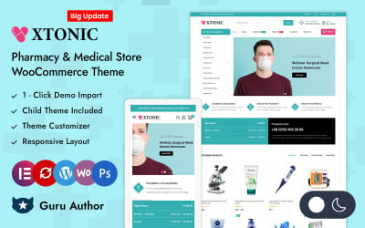 Xtonic - Tema responsivo WooCommerce Elementor de farmácia e loja de medicamentos