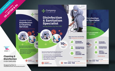 Flyer over schoonmaak- en desinfectiediensten - Huisstijlsjabloon