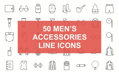 Conjunto de iconos de línea negra de accesorios para hombres