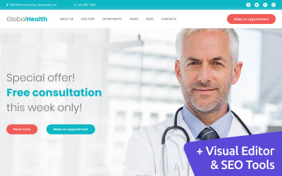 GlobalHealth - Modèle Doctor & Medical Moto CMS 3