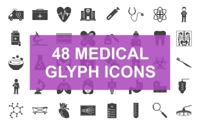 Insieme dell&amp;#39;icona di glifo medico nero