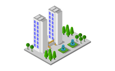 Isometric Skyscraper On A White Background - Vector Image