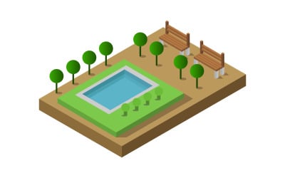 Isometrische Zwembad Op Een Witte Achtergrond - Vector Afbeelding