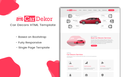 Bootstrap CarDekor | Car Decor Landing Page Template Nyítóoldal sablon 108732