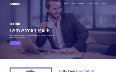 Modello di sito Web di portfolio personale minimo di Arman