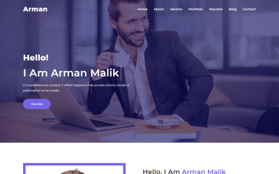 Reszponzív Arman Minimal Personal Portfolio Website Template Weboldal sablon 108729