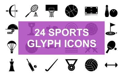 Sada ikon sportovní černý glyf