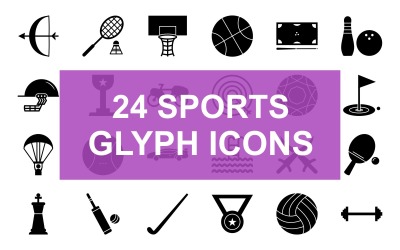 Sport Glyphe schwarz Icon Set