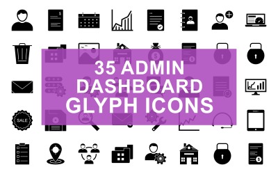 Admin Dashboard Glyph Black Set Icon