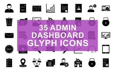 Admin Dashboard Glyph Black Set-ikon