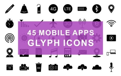 Icona stabilita nera del glifo di app mobili