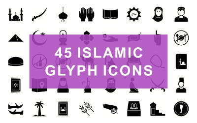 Iszlám karakterjel fekete készlet ikonra