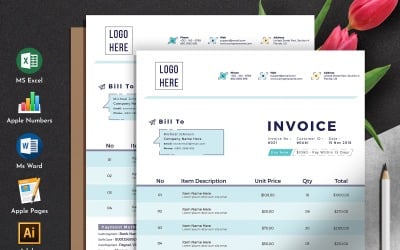 Modern Invoice Quotation Template With Ms Word Apple Pages Excel Numbers Format