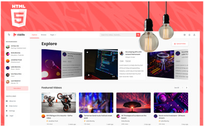 Tema Siti Web Responsive #108849 "Vidlife - Video Sharing HTML"