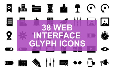 Webinterface Glyphe Schwarz Set Icon