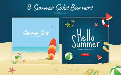 Summer Sale Banners Collection Social Media Template