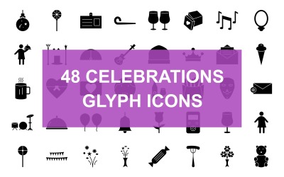 Celebraciones Glyph Black Set Icon