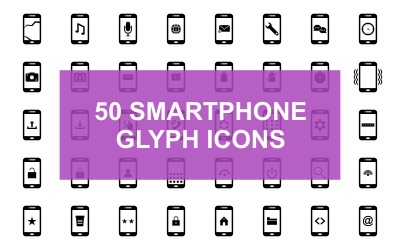 Smartphone Glyph Black ingesteld pictogram