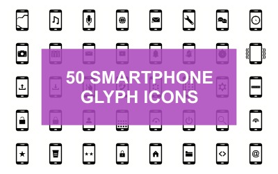 Smartphone Glyph Black Set Icon