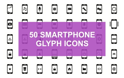 Smartphone Glyphe Schwarz Set Icon