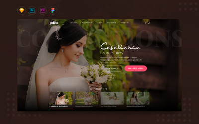 Daily.V12 Braut- oder Hochzeitskleid Rent Website UI-Elemente
