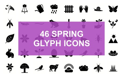 Spring Glyph Black Set-ikon