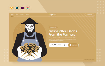Daily.V30 - Coffee Shop Website Landing Template UI Elements